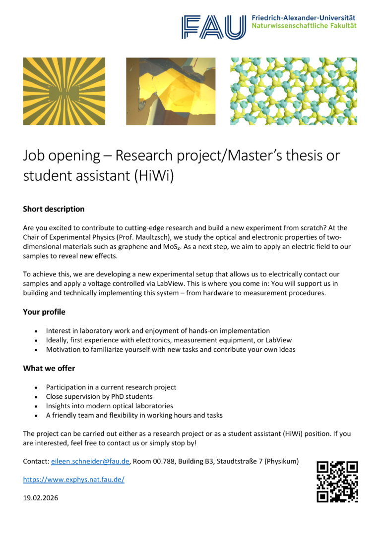 Job opening – Research project/Master’s thesis or student assistant